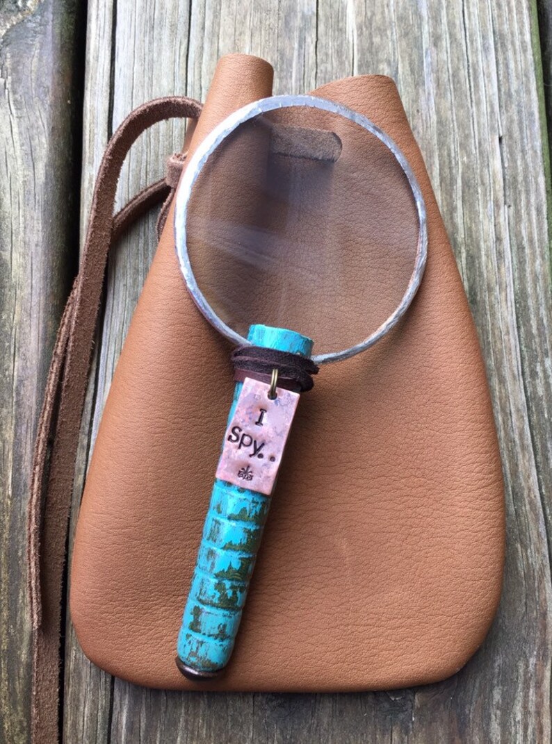 Small Magnifying Glass with Leather Personalized Pouch. Pocket Etsy
