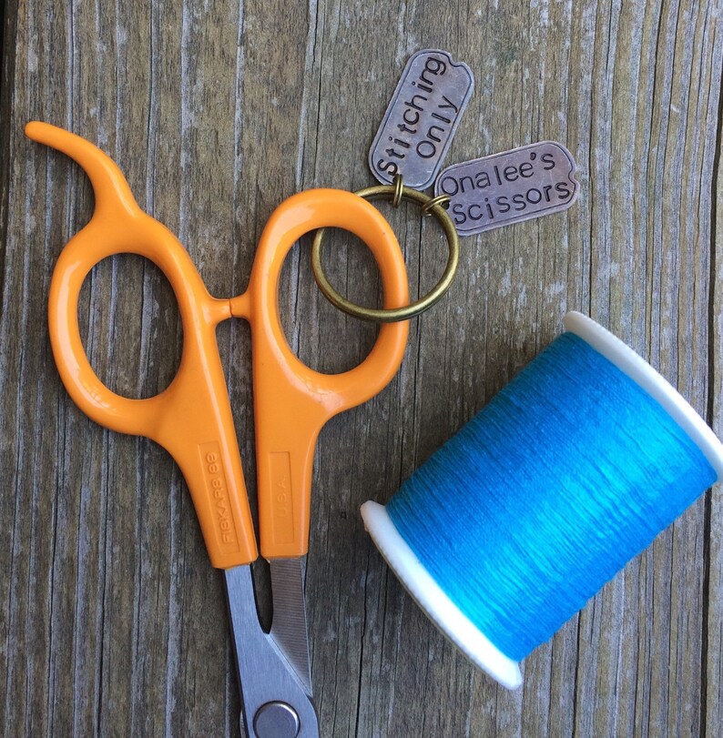 Scissor Fob.personalized Handstamped Message.custom.sewing Etsy