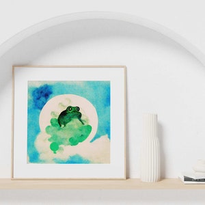 Green Frog Print, Trippy Frog Art, Frog Nursery Decor, Cute Frog Gifts, Frog Decor, Playroom Wall Art, Hippie Home Decor, Frog Lover Gift image 7