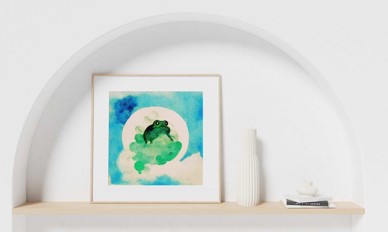 Green Frog Print, Trippy Frog Art, Frog Nursery Decor, Cute Frog Gifts, Frog Decor, Playroom Wall Art, Hippie Home Decor, Frog Lover Gift image 7