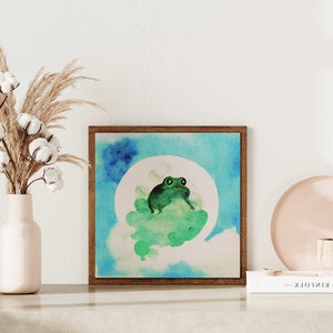 Green Frog Print, Trippy Frog Art, Frog Nursery Decor, Cute Frog Gifts, Frog Decor, Playroom Wall Art, Hippie Home Decor, Frog Lover Gift image 3