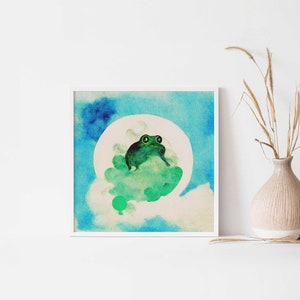 Green Frog Print, Trippy Frog Art, Frog Nursery Decor, Cute Frog Gifts, Frog Decor, Playroom Wall Art, Hippie Home Decor, Frog Lover Gift image 8