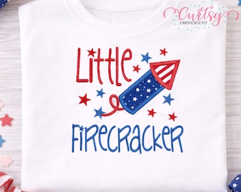 4th of July Embroidery File | Little Firecracker Applique Design | Fourth of July Shirt Design | Patriotic Embroidery File