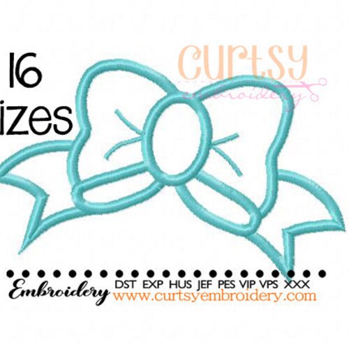 Bow Applique Design Bow Embroidery Design 16 Sizes Etsy