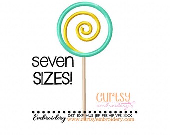 Lollipop Applique Diseño, Sucker Bordado Diseño, Candy Applique - SEVEN tallas