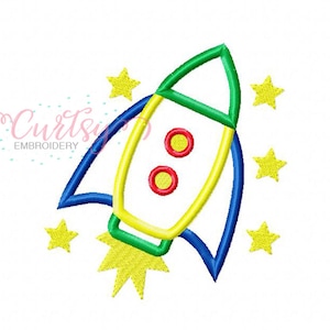 Raket applique ontwerp/ruimteschip applique/raket schip applique/Rocket Ship borduurwerk ontwerp/buitenruimte borduurwerk ontwerp