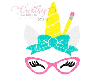 Back to School SVG / School svg / Unicorn svg / Back to School Unicorn svg / Unicorn with Glasses svg / First Day of School svg / Cut File