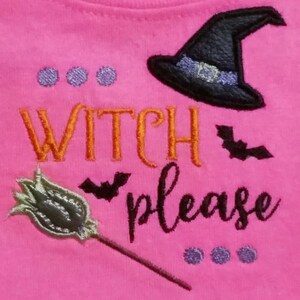 Halloween Embroidery Design / Halloween Applique Design / Witch Applique / Witch Embroidery / Halloween Sayings / Witch Please image 4