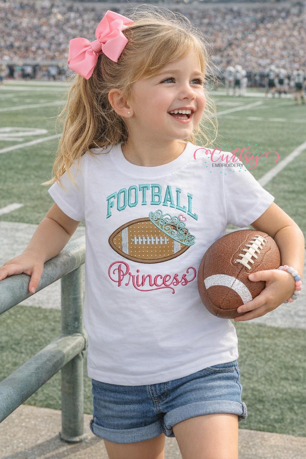 Football Princess Applique Embroidery File | Girl Football Birthday ...
