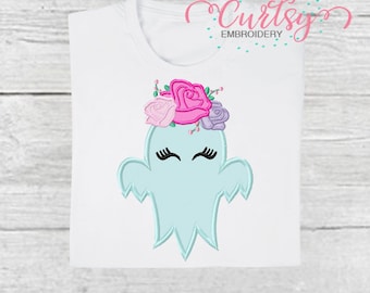 Halloween Ghost Machine Broderie Design / Girl Ghost Applique Design / Pretty Ghost Applique / Cute Ghost Applique / Halloween pour les filles
