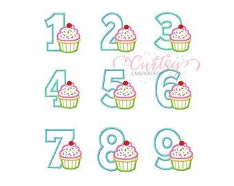 Cupcake Embroidery Design / Cupcake Applique Design / Cupcake Applique Embroidery Design / Birthday Embroidery Design Set
