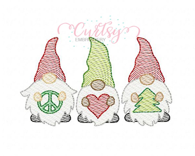 Peace love christmas gnomes embroidery design  gnome quick  etsy