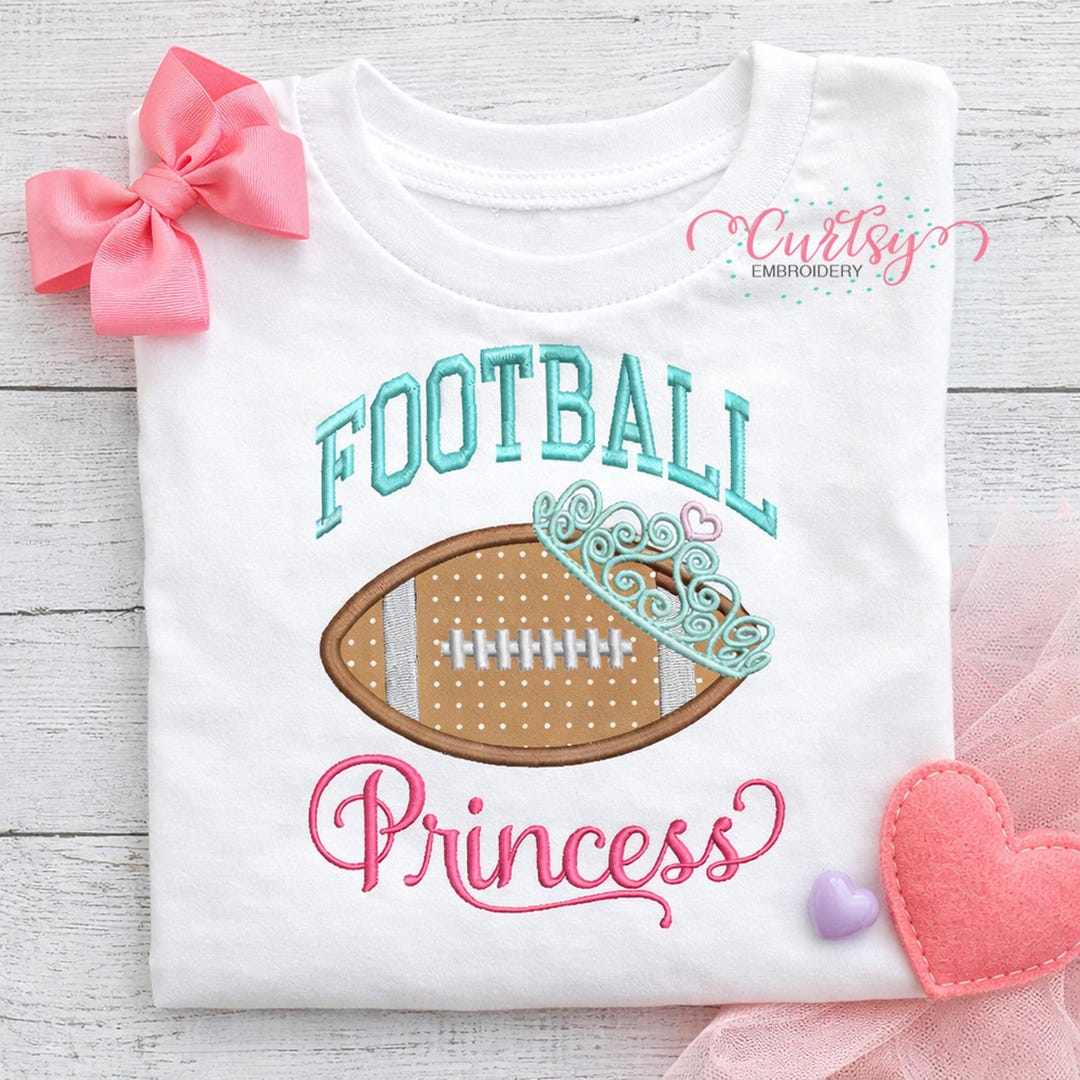 Football Princess Applique Embroidery File | Girl Football Birthday ...