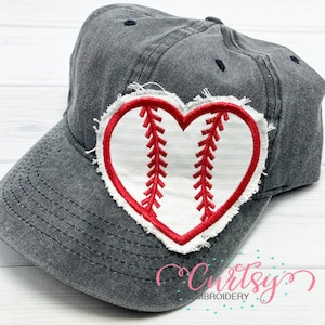 Baseball Applique Design / Baseball Heart Embroidery / Softball Applique / Heart Applique / Baseball Love Embroidery / Machine Embroidery