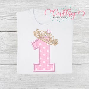 First Birthday Crown Applique Embroidery Design | Tiara Birthday Princess Embroidery | 1st Birthday Applique Machine File | 1 Tiara Design