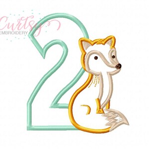 Second Birthday Embroidery Design / Woodland Fox Applique Design / 2nd Birthday Woodland Animal Design / Woodland Animal Applique / Baby Fox