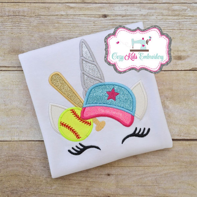 Baseball Unicorn Applique Design / Softball Unicorn Applique Etsy