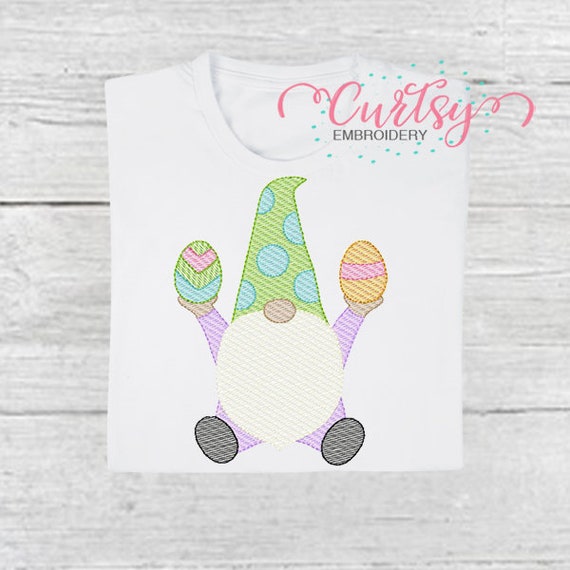 Easter Gnome Embroidery Design / Embroidery Easter Design / Easter Gnome Design / Gnome Embroidery / Quick Stitch Embroidery / Sketch Fill