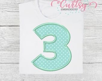 Tre disegni per applique / Disegno per ricamo per il terzo compleanno / Disegno per ricamo per il terzo compleanno / 3 applique / Tre applique / Motivo per ricamo