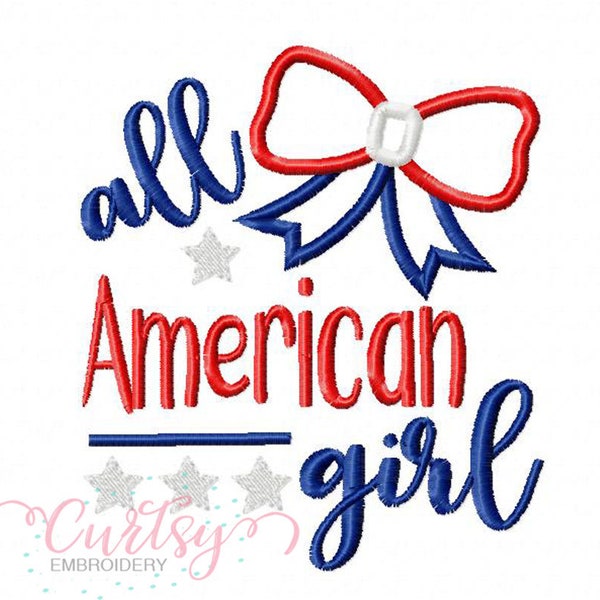 Fourth of July Embroidery Design / 4th of July Applique / All American Girl Applique Design / Machine Embroidery Designs 4th of July