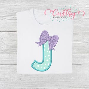 J Bow Monogram Applique Embroidery Design – Instant Digital Download – Letter J Monogram Applique - Bow Applique Embroidery Design