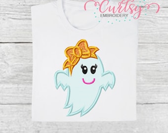 Conception d’applique de fantôme de fille / conception de broderie de fantôme de fille / applique d’Halloween / broderie d’Halloween / conception de broderie d’applique d’Halloween