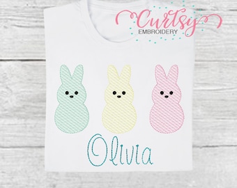 Osterhasen Trio Skizze Füllen Stickdatei Design | Vintage Stickdatei Hase | Ostern Skizze | Maschinenstickdatei