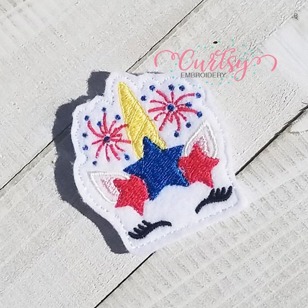 4th of July Unicorn Feltie Embroidery Design / 4th of July Feltie Design / Feltie Embroidery Designs / Unicorn Feltie Machine Embroidery