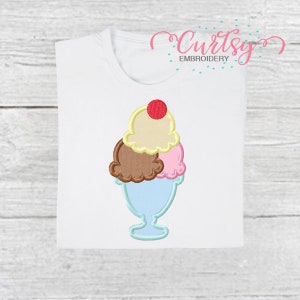 Ice Cream Sundae Applique Design / Ice Cream Applique / Ice Cream Applique Embroidery Design / Summer Applique / Instant Download