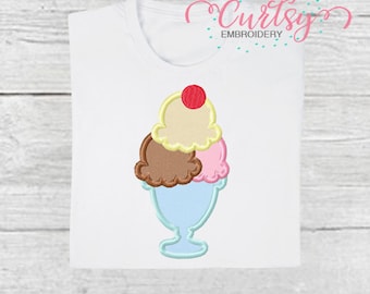 Gelato Sundae Applique Design / Gelato Applique / Gelato Applique Ricamo Design / Estate Applique / Download istantaneo