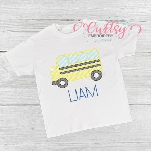 School Bus Sketch Fill Embroidery Design / Back to School Sketch Embroidery Design / Quick Stitch Embroidery / School Vintage Stitch