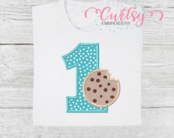 First Birthday Chocolate Chip Cookie Applique Design / Cookie Applique Embroidery Design / 1st Birthday Applique / First Birthday Embroidery
