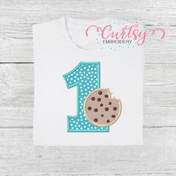 First Birthday Chocolate Chip Cookie Applique Design / Cookie Applique Embroidery Design / 1st Birthday Applique / First Birthday Embroidery