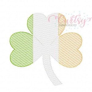 Shamrock Quick Stitch Embroidery Design / St Patricks Day Embroidery / Irish Flag Embroidery Design / Shamrock Sketch Fill Embroidery Design