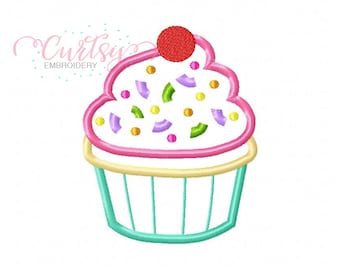 Cupcake Embroidery Design / Cupcake Applique Design / Cupcake Applique Embroidery Design / Birthday Embroidery Design / Birthday Applique