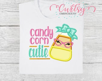 Fall Applique Designs for Girls / Thanksgiving Embroidery Design / Candy Corn Cutie / Halloween Machine Embroidery / Embroidery Applique