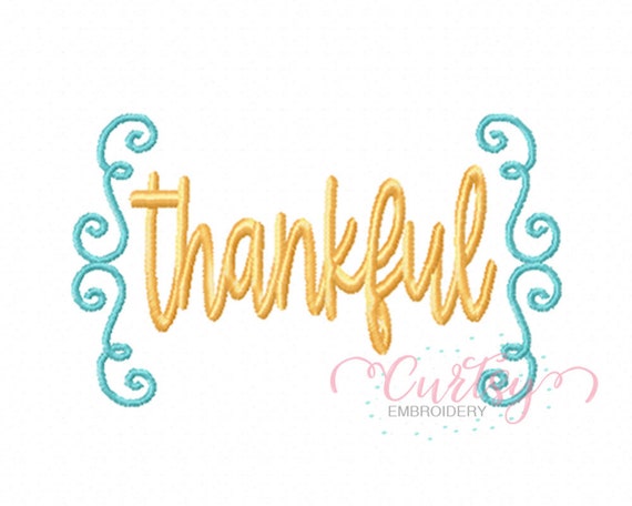 Thankful Embroidery Design / Script Thankful Embroidery File / | Etsy