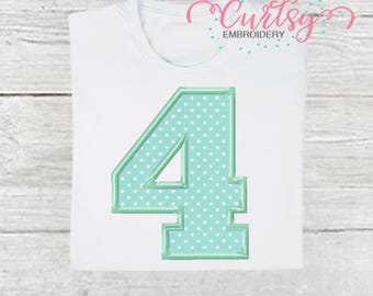 Four Applique Design / Four Birthday Embroidery Design / 4th Birthday Embroidery Design / 4 Applique / Four Applique / 4th Birthday
