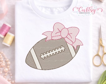 Fichier de broderie noeud de football | Applique design football fille | Ballon de football à point rapide | Motif de broderie de sport | Idée de chemise d'anniversaire