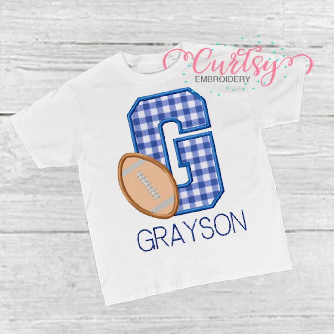 G Football Design Monogram Football Applique Design / Letter G Football Embroidery Design ...