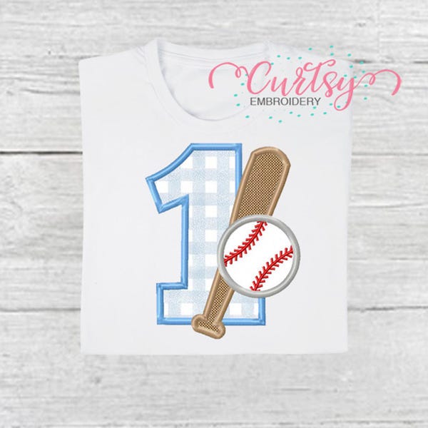 Baseball First Birthday Appliqué Embroidery Design | One Rookie Year | Baseball Birthday | 1st Birthday