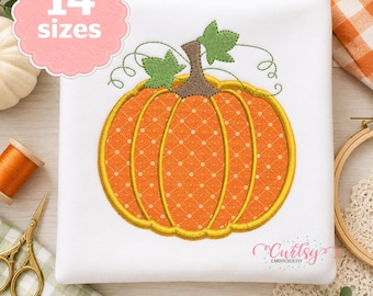 Pumpkin Applique Embroidery Design, Fall Machine Embroidery