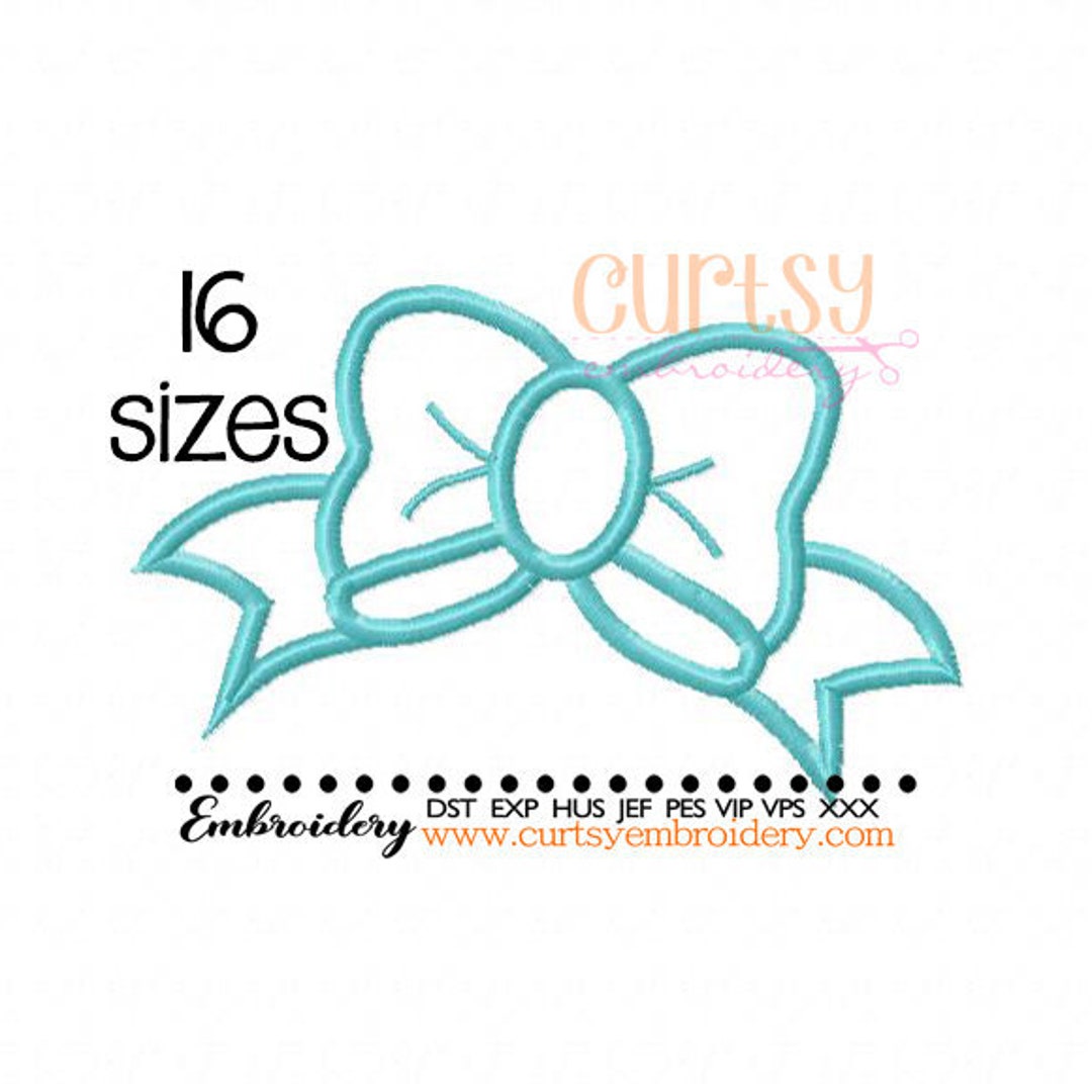 Bow Applique Design, Bow Embroidery Design, 16 Sizes Etsy
