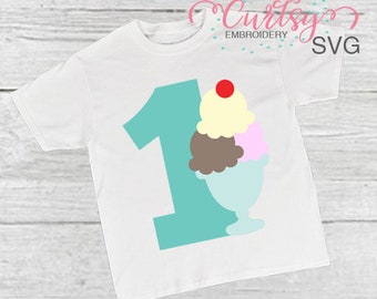1er anniversaire Ice Cream Sundae SVG / Ice Cream svgs / Birthday svg / First Birthday SVG / svg Cutting File / Cricut Files / Ice Cream Party