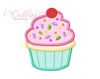 Cupcake Applique Design / Cupcake Embroidery Design / 9 sizes / Birthday Embroidery Design / Birthday Applique