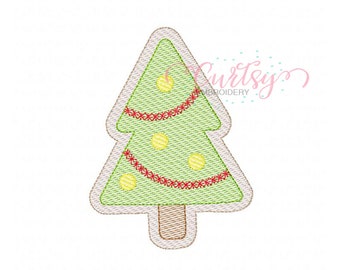 Christmas Tree Quick Stitch Embroidery Design / Christmas Tree Cookie Embroidery / Christmas Vintage Stitch / Christmas Sketch Fill