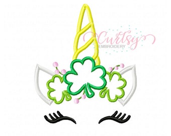 St Patricks Day Embroidery Designs / St Patricks Day Applique Design / Shamrock Applique / Unicorn Applique / St Patricks Day Unicorn Design