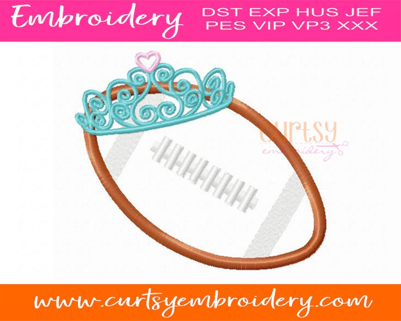 Football Applique Embroidery Designs / Girl Football / Tiara Football / Football Applique Designs for Girls / Tiara / Crown image 1