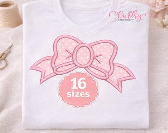 Bow Applique Embroidery Design | Bow Embroidery Design | 16 Sizes | Machine Embroidery File