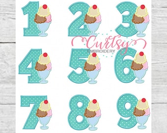 Compleanno Gelato Sundae Applique Design Set Completo / Compleanno Gelato Applique / Gelato Applique Ricamo Design / Estate Applique